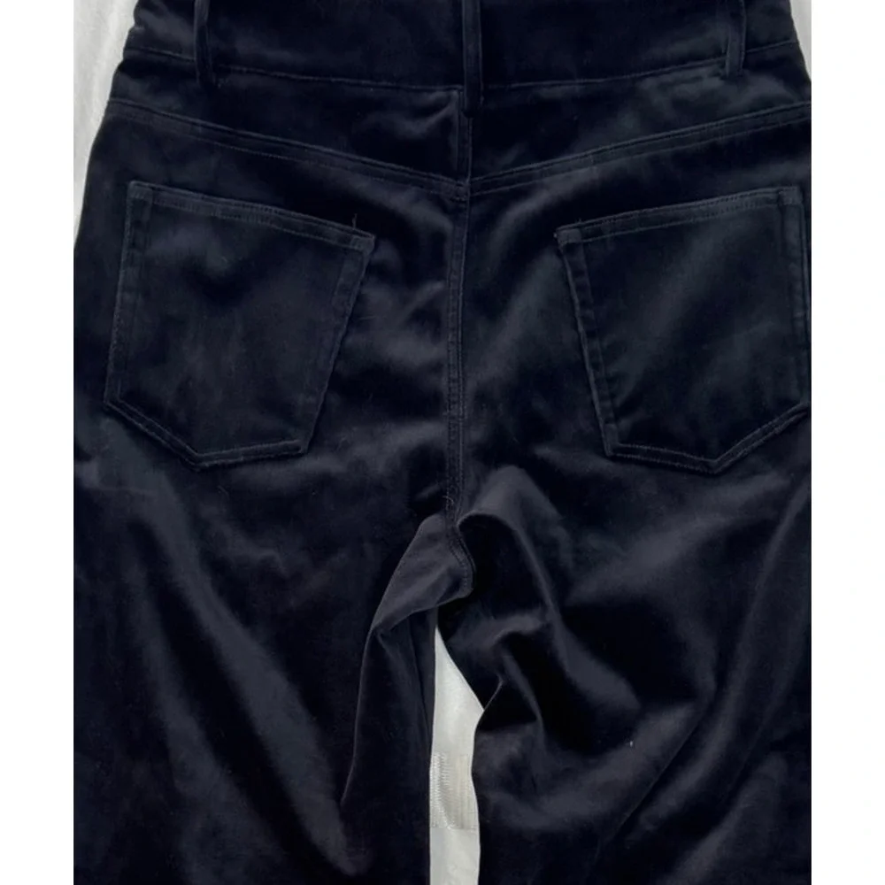 ZARA Womens Medium Black Velvet Wide Leg Velour Pants